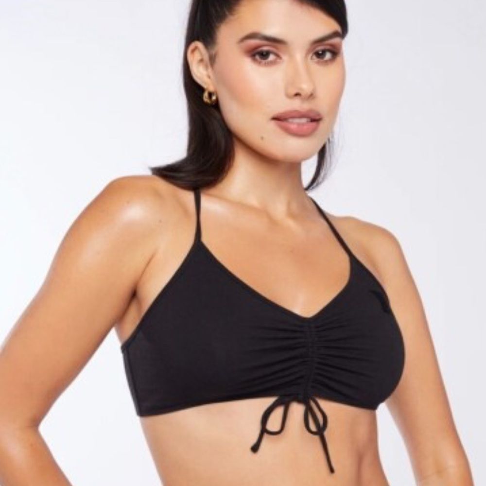 Savage X Fenty Black Ruched Front Caviar Bra Women’s 1XL XL